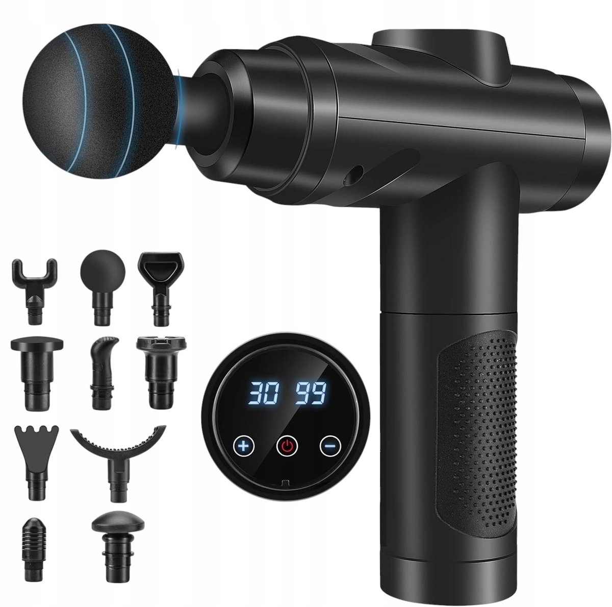 ZEROLIA Masażer Pistolet do Masażu Mięśni 30 Poziomów Prędkości 10 Głowic