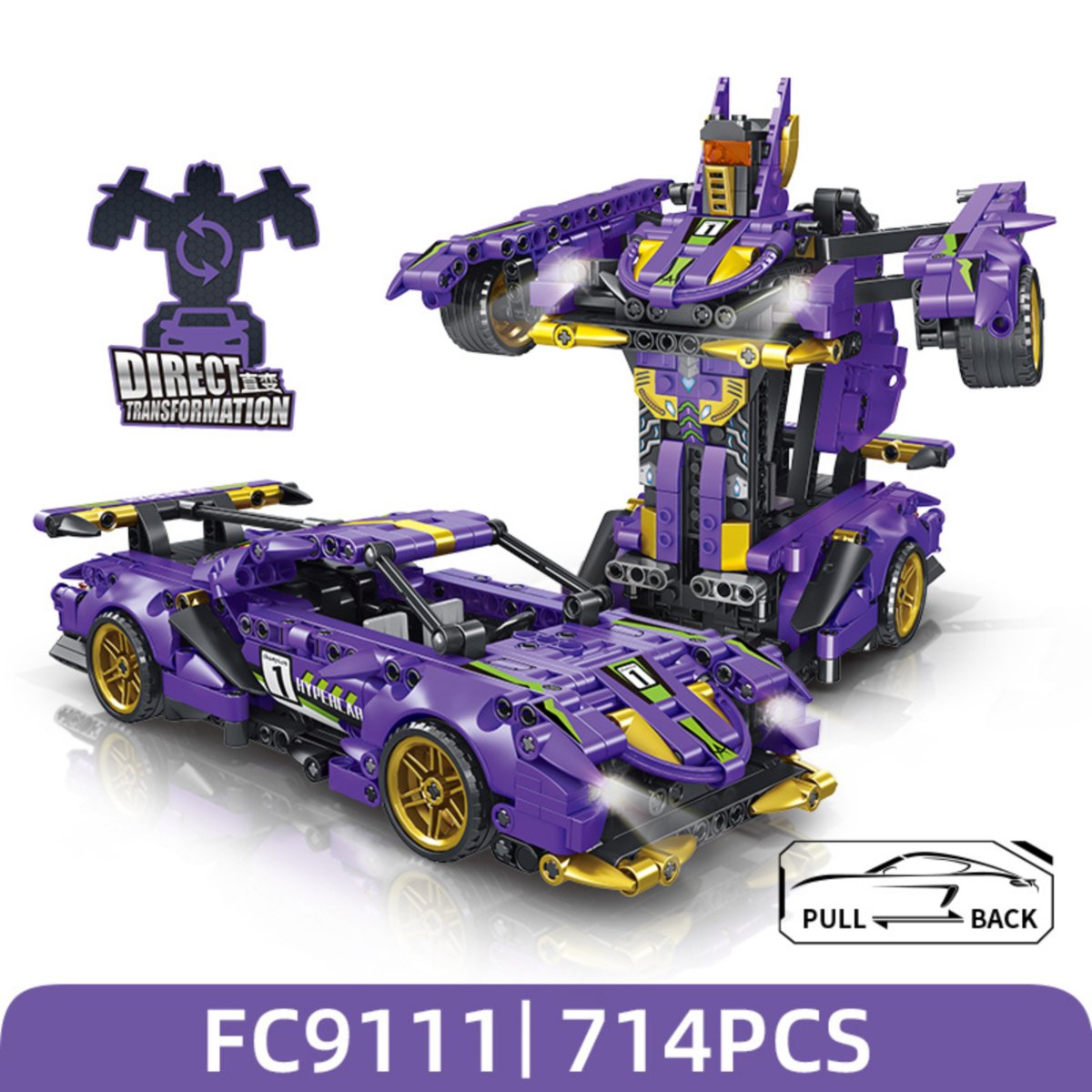Klocki Forange FC9113 Auto + Robot 2w1 696 el. Pull-back 6+