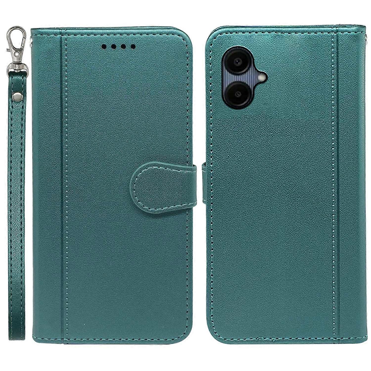 Do Samsung Galaxy A06 Etui z portfelem Magnetyczny skórzany pokrowiec na telefon z paskiem - zielony Wielobarwny Green