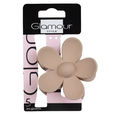 Glamour Beżowa klamra do włosów w kształcie kwiatka Duża