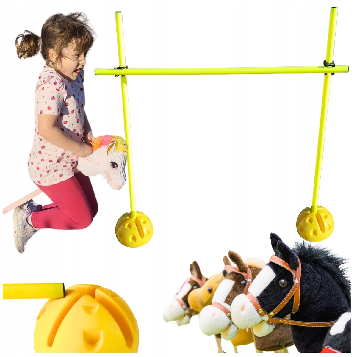 PRZESZKODA HOBBY HORSE Regulowana DO SKAKANIA 100CM KOŃ NA KIJU PRZENOŚNA