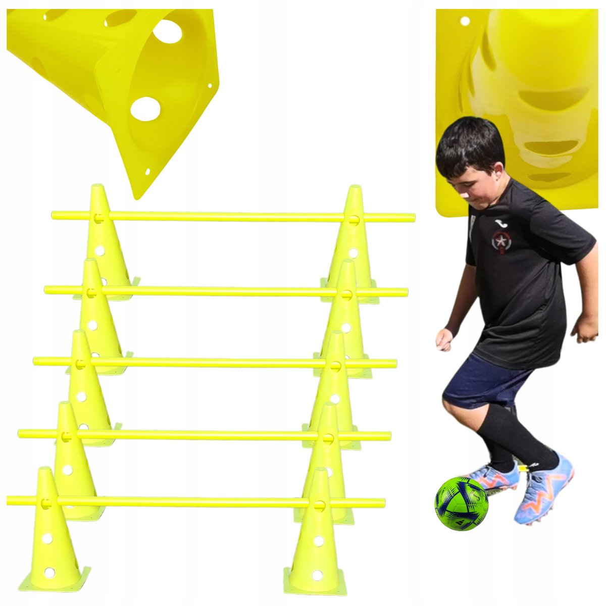 TRENINGOWY komplet dla Piłkarza Sportowca 10 pachołków + 5 tyczek / lasek
