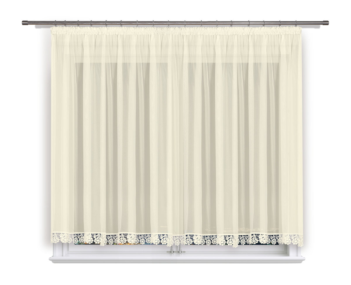 FIRANA GOTOWA 600X120,PROSTA,WOAL ECRU,GIPIURA 8CM