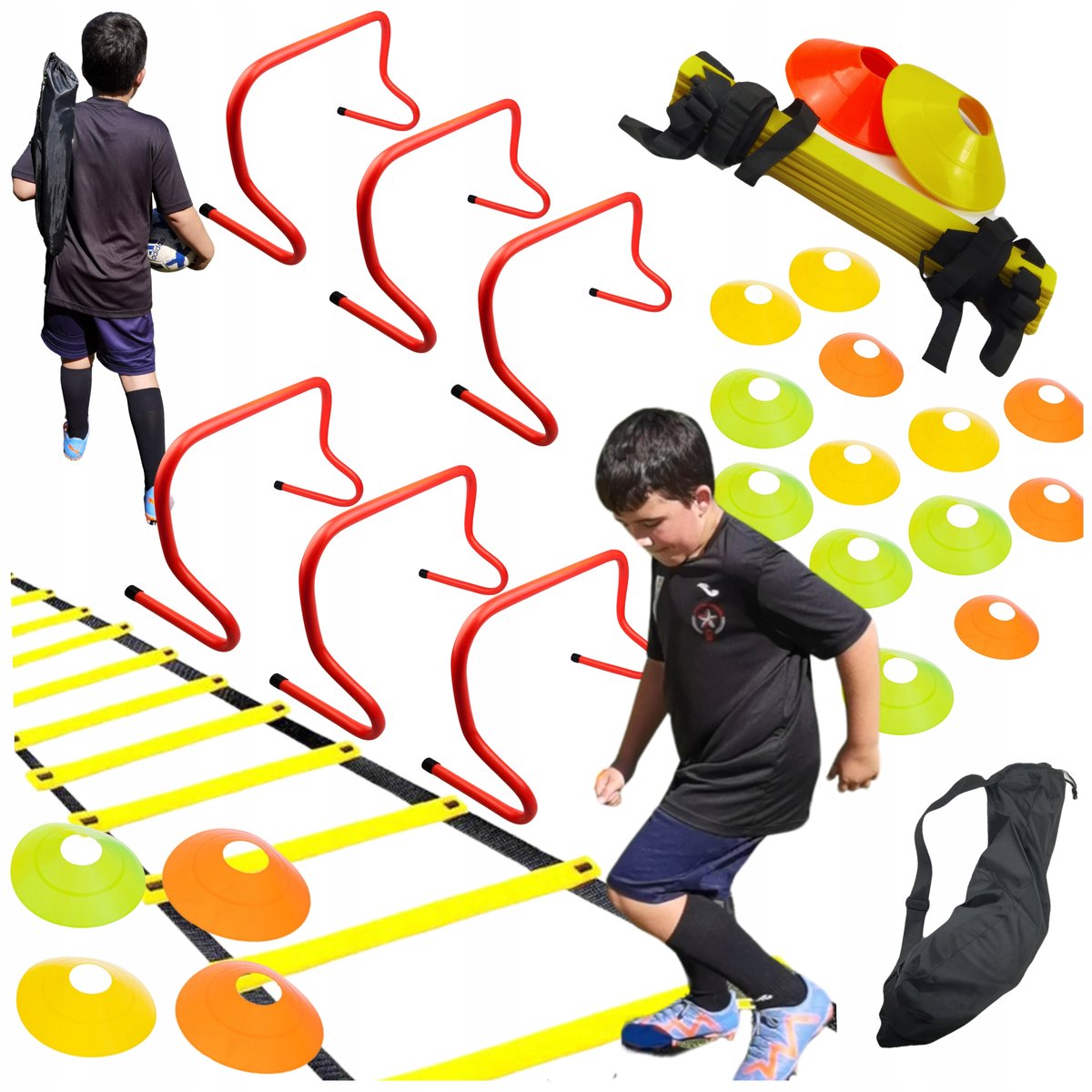 30w1 Zestaw Piłkarski DRABINKA KOORDYNACYJNA PACHOŁKI TECHNIKA 6x PŁOTKI NT