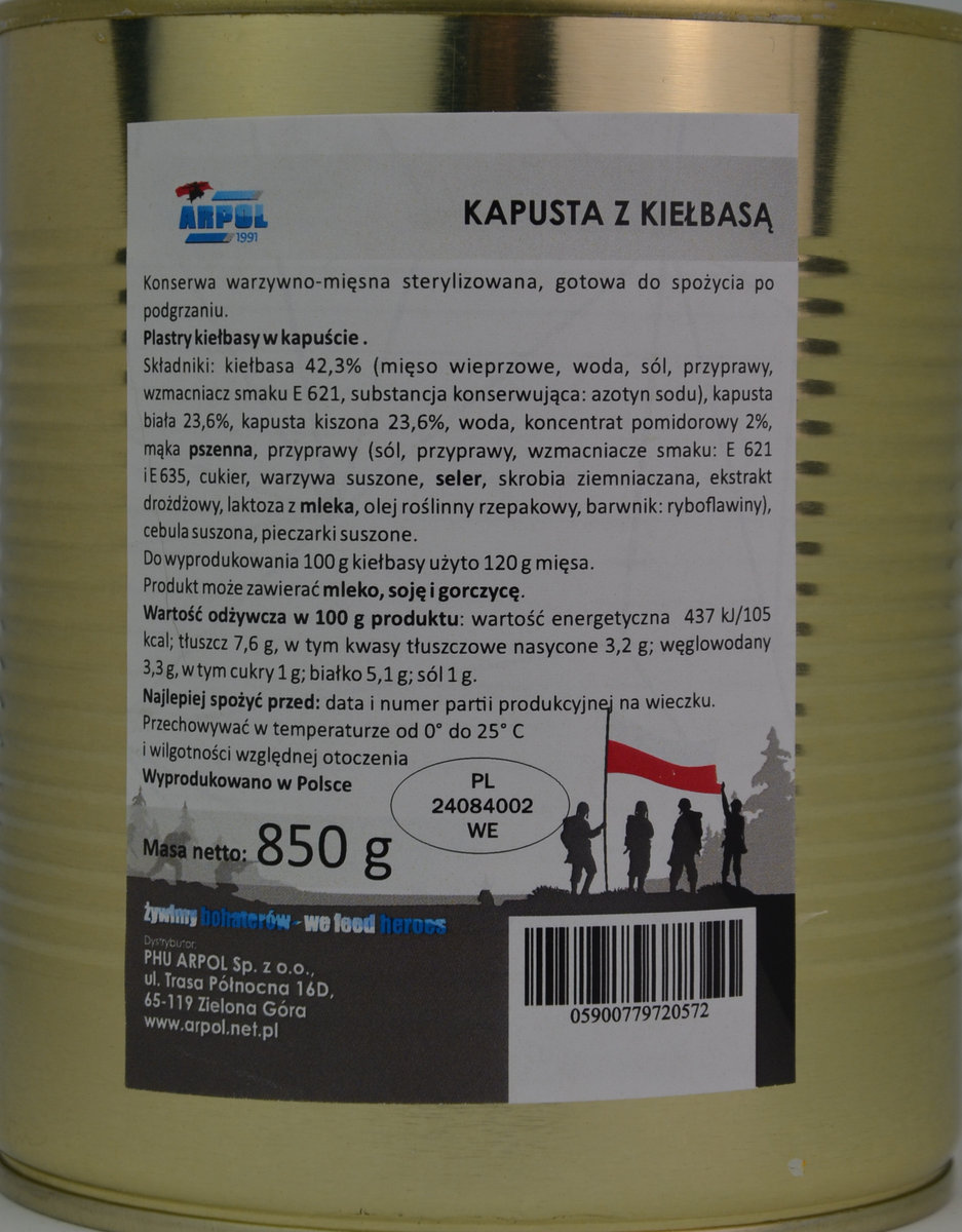 Kapusta z kiełbasą wojskowa 850 g