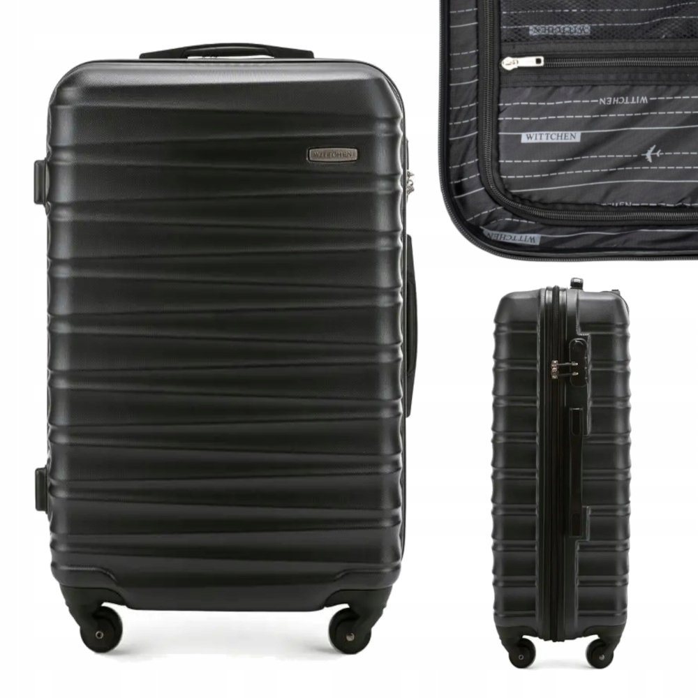 WITTCHEN CZARNA ŚREDNIA WALIZKA GROOVE LINE TWARDA 65L ABS