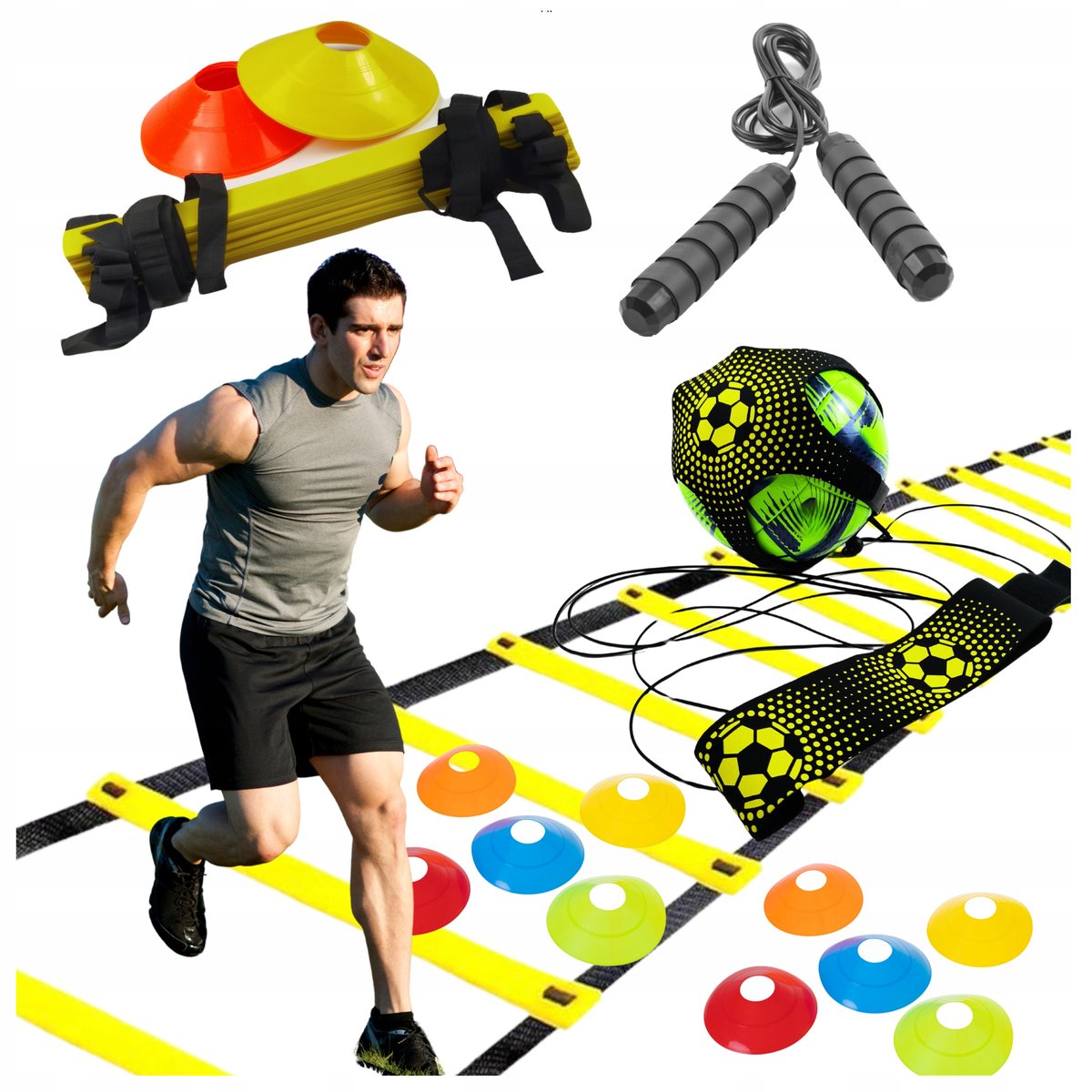 Treningowy zestaw piłkarski do ćwiczeń techniki szybkości Prezent TRENAŻER