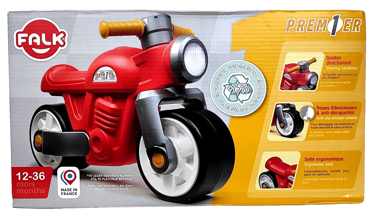 FALK Jeździk biegowy ciche koła - Motor Prem1er Retro Czerwony