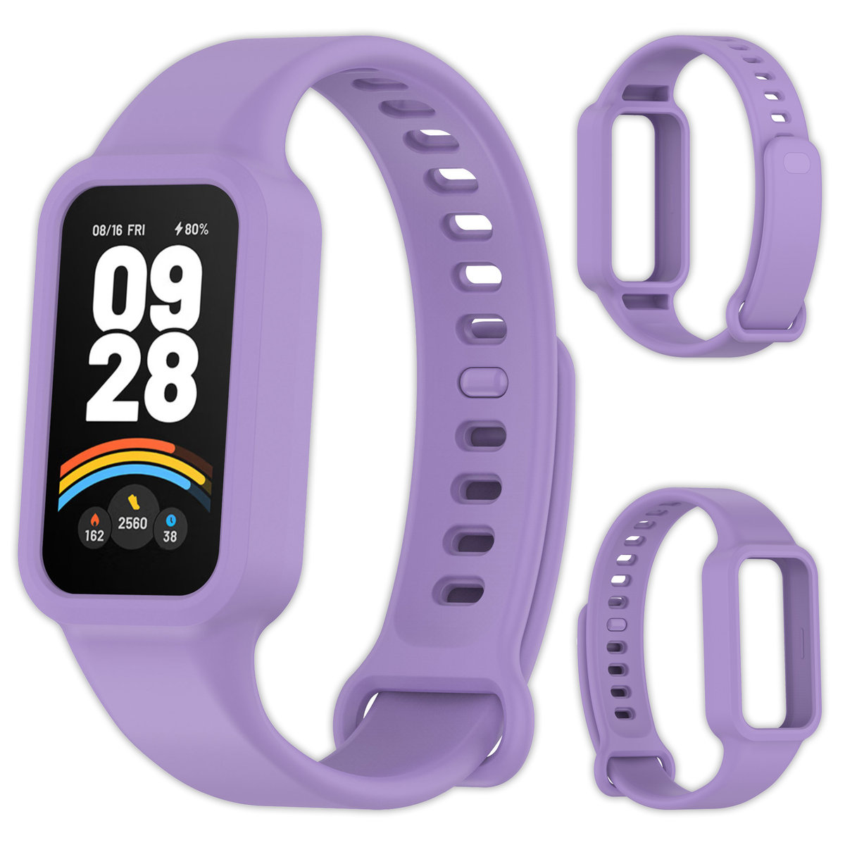 Pasek opaska silikonowa Vanfone do Xiaomi Mi Smart Band 9 Active/Redmi Smart Band 3, lawendowy