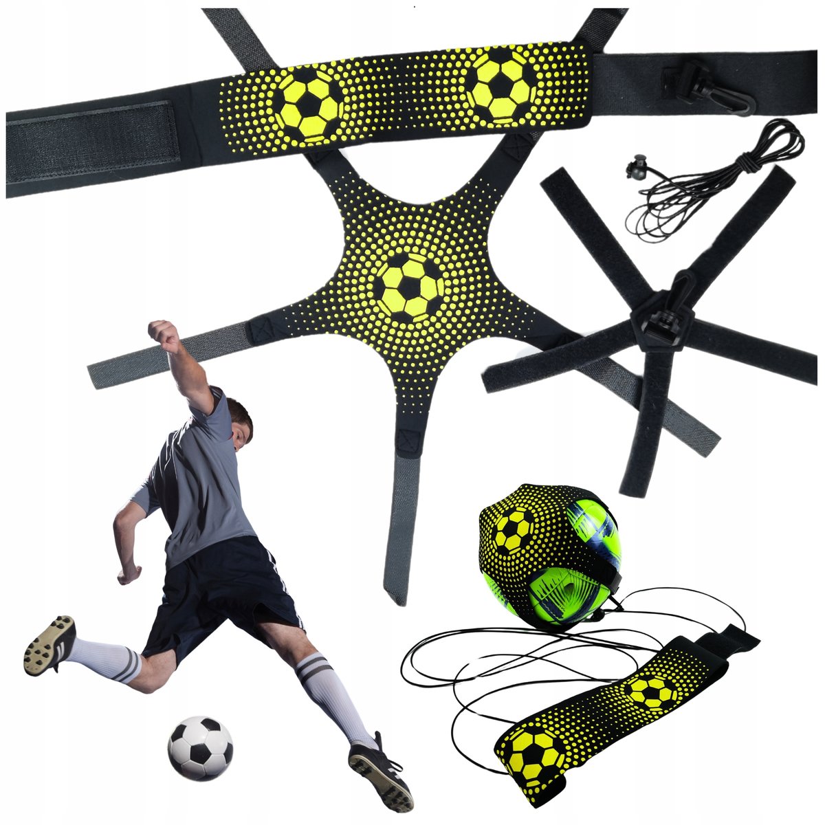 PAS TRENINGOWY TRENAŻER DO PIŁKI NOŻNEJ REGULOWANY TRENER PODANIA TRENING