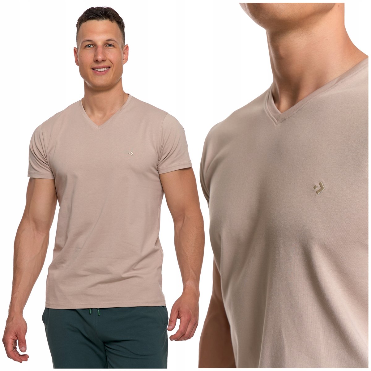 T-SHIRT MĘSKI PREMIUM Koszulka z Krótkim Rękawem Gładka Slim Fit MORAJ M