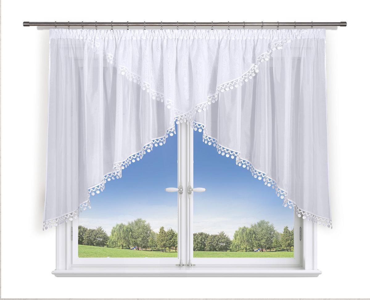 Firana gotowa 400x180,dwa szpice,gipiura 5cm i 8cm