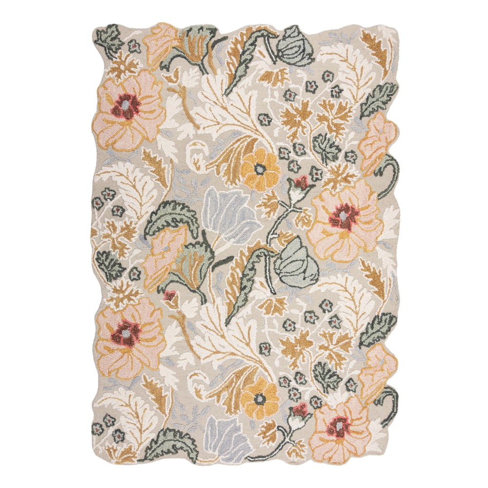 Jasnoróżowy wełniany dywan tkany ręcznie 200x290 cm Daphne Shaped Floral – Flair Rugs