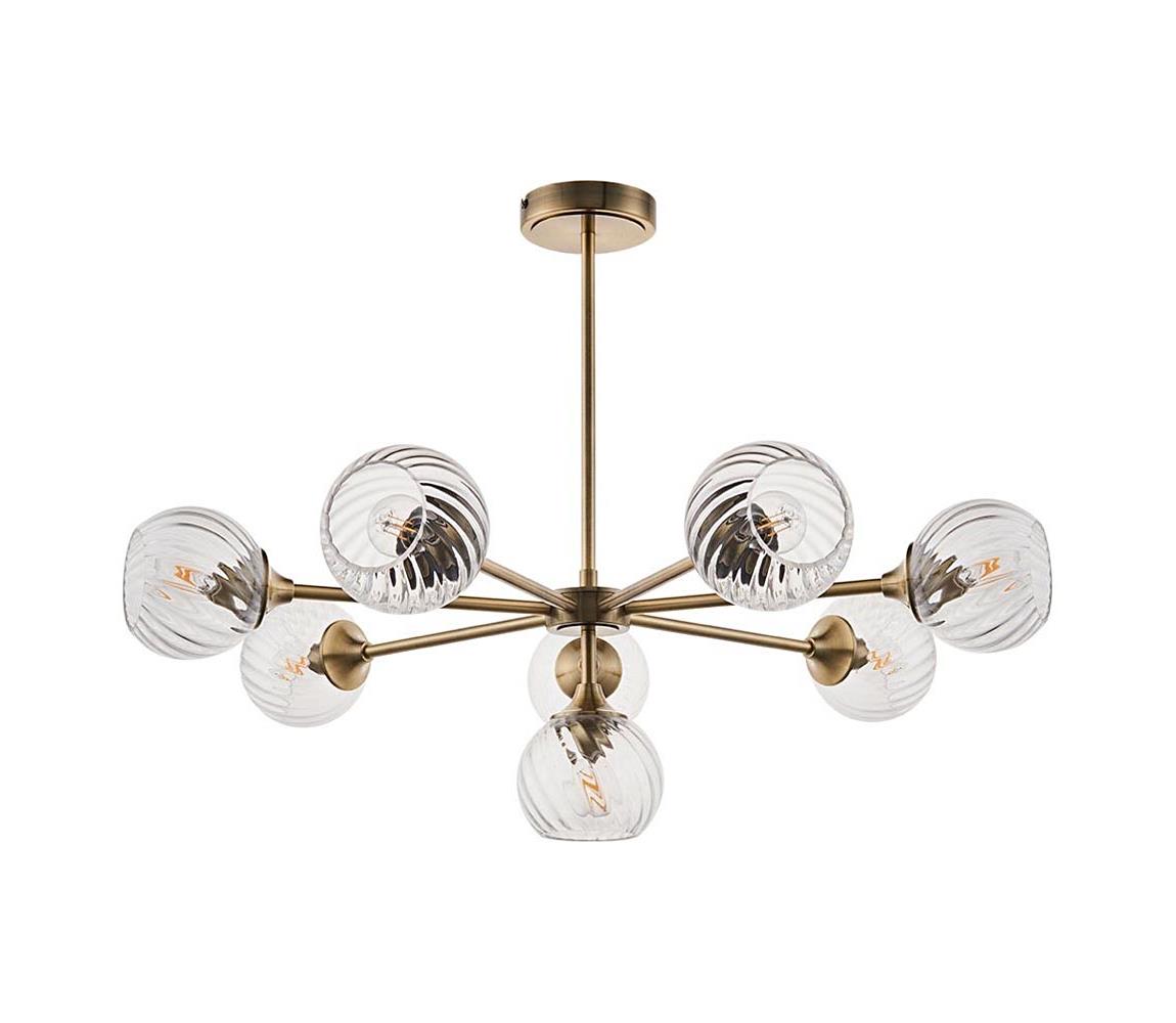 Endon 103172 - Żyrandol na drążku ALLEGRA 8xE14/7W/230V mosiądz/przezroczysty