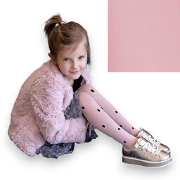 Dziewczęce rajstopy z mikrofibry w groszki 40 DEN Knittex Gosia Brudny Róż