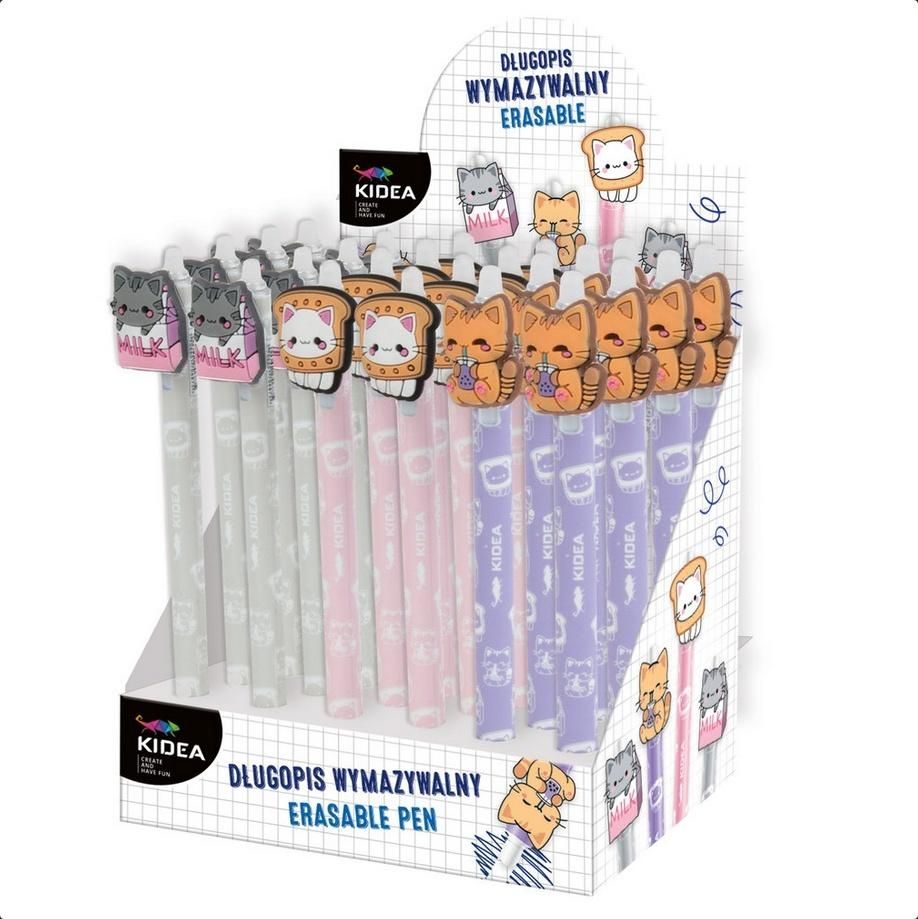 Długopis wymazywalny z figurką Kotek 24szt Kidea