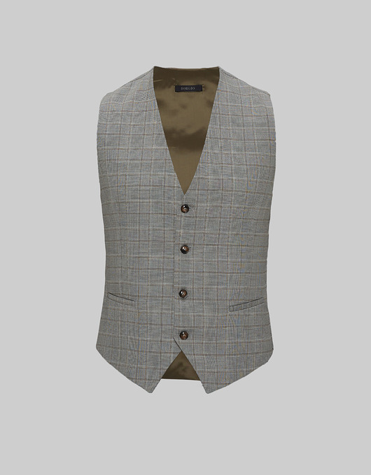 Kamizelka szara w kratę do zestawu caronia slim fit 62