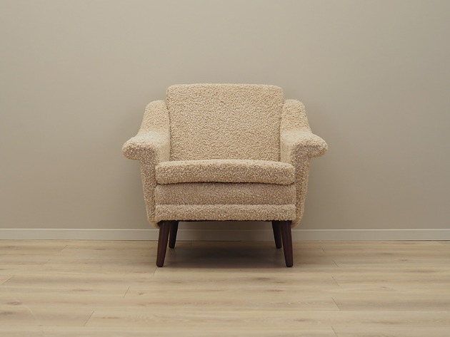 Fotel beżowy, duński design, lata 70, produkcja: Dania