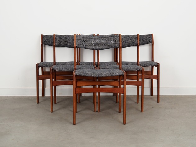 Komplet sześciu krzeseł tekowych, duński design, lata 60, produkcja: Dania