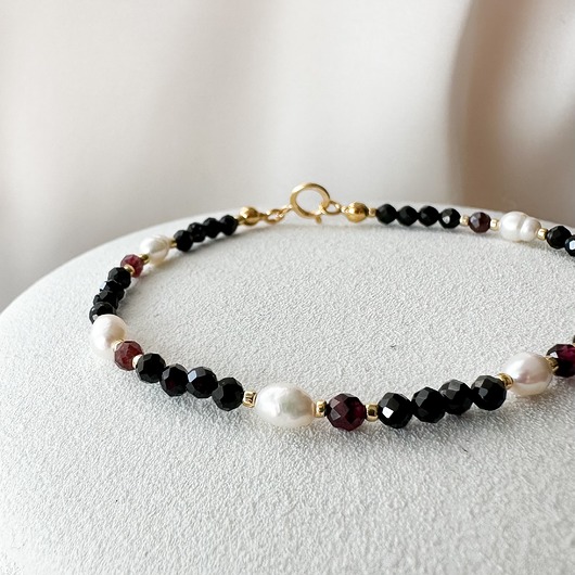 Bransoletka Gloria Pearl Granat Czarny Turmalin perła naturalna