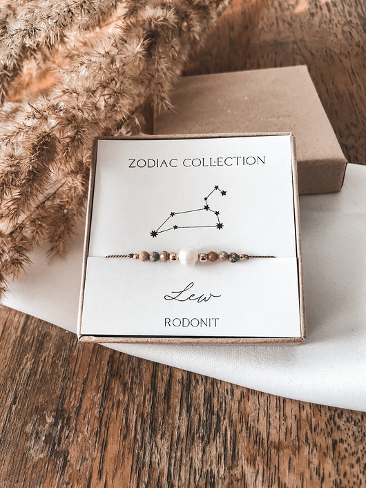 Bransoletka znak zodiaku Lew rodonit