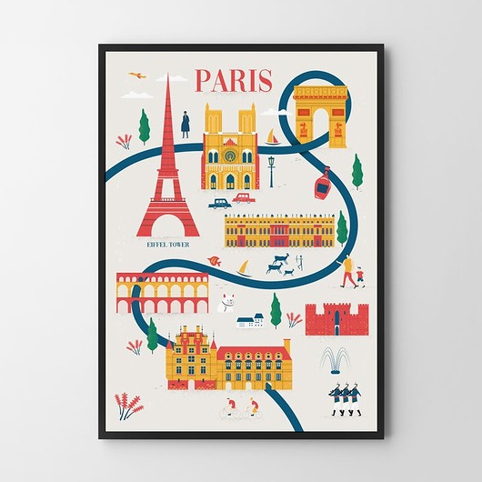 Paris - mapa plakat/ilustracja
