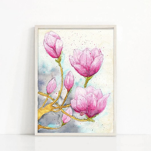 Oryginalna akwarela. Magnolia A4