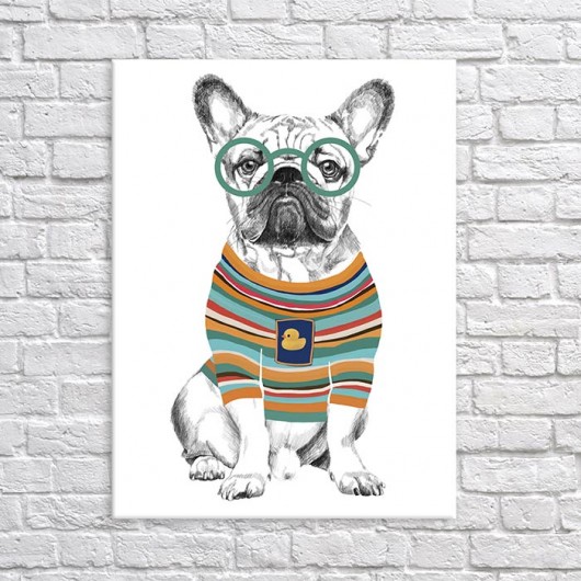 Obraz na płótnie - 60x80 bulldog hipster