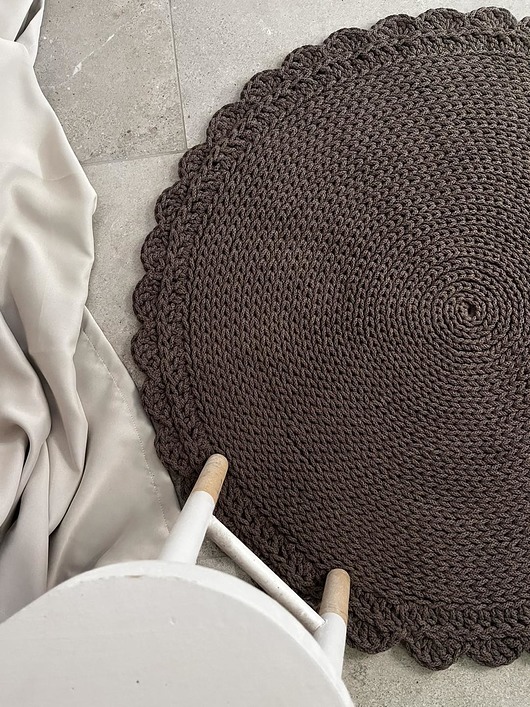 Okrągły dziergany dywan Bawełna 140cm