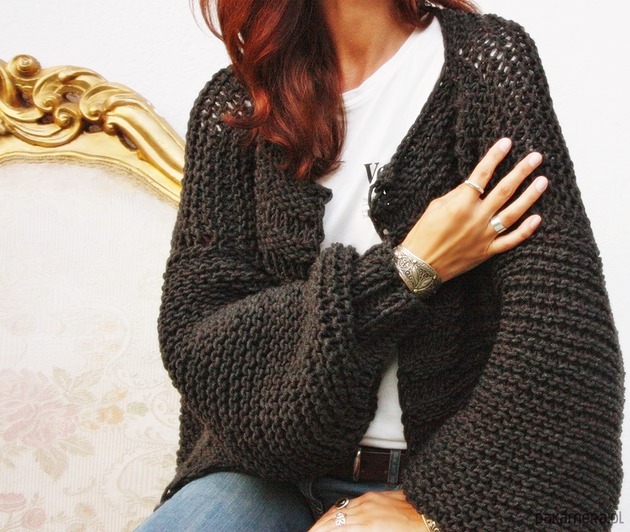Grafitowy kardigan oversized merino bulky