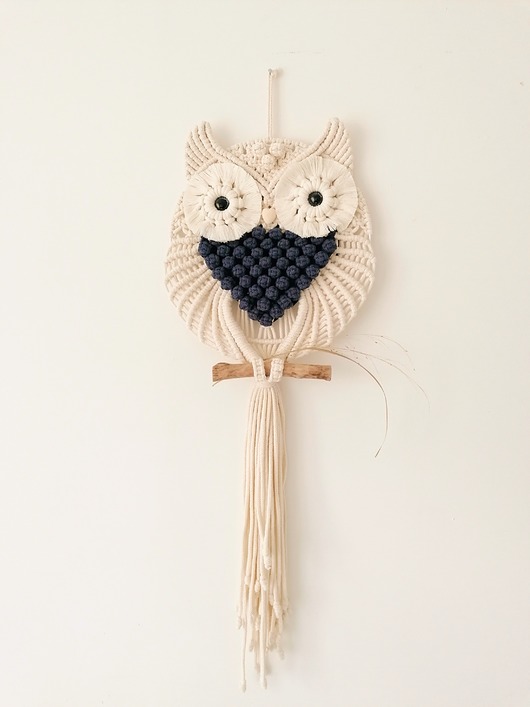 Sowa / Dekoracja boho na ścianę dwukolorowa