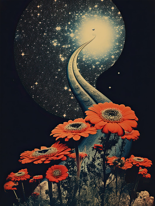 Plakat / Surrealistyczny Kolaż / Kwiaty