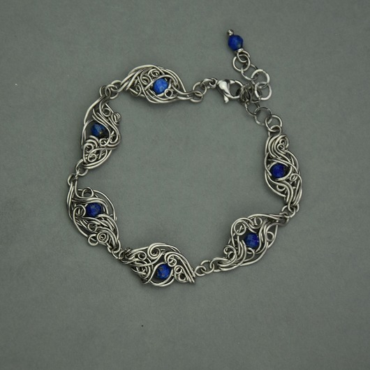 Bransoletka regulowana niebieski apatyt wire wrapping