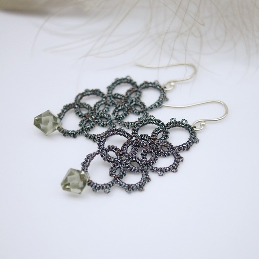 Koronkowe kolczyki Swarovski frywolitka 092