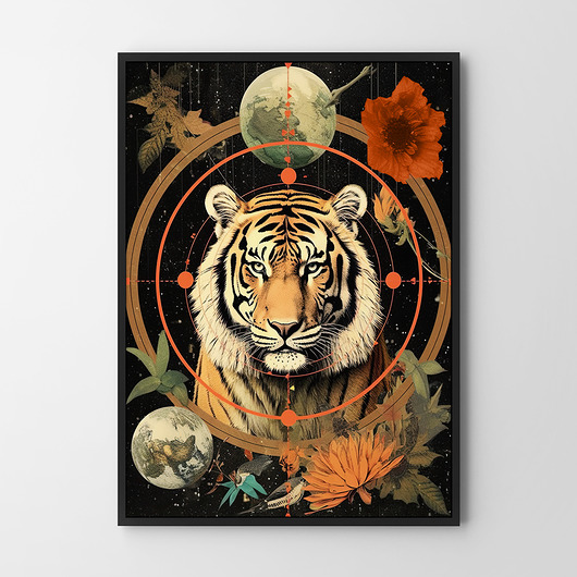 Plakat Tygrys astrologia kolaż