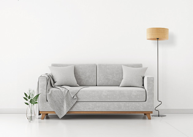Designerska lampa podłogowa do salonu z rattanowym kloszem JERSEY BOHO