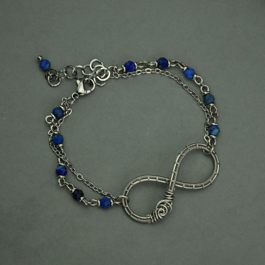 Bransoletka nieskończoność niebieski apatyt wire wrapping
