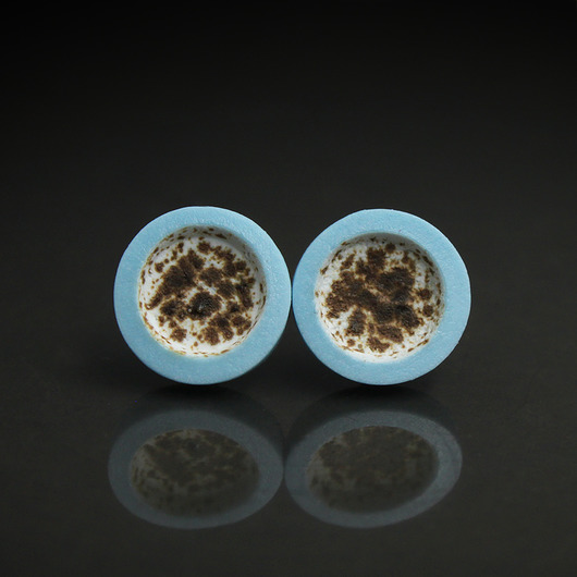 POROST ISLANDZKI/stal chirurgiczna/kolczyki porcelanowe UNIKAT