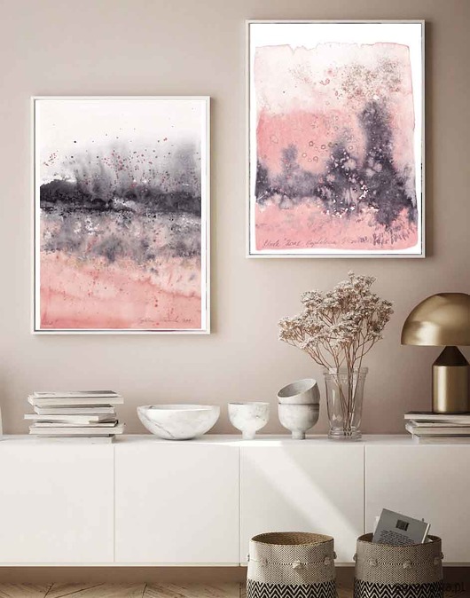 Plakat Blush 2 Pejzaż abstrakcyjny malowany akwarelą