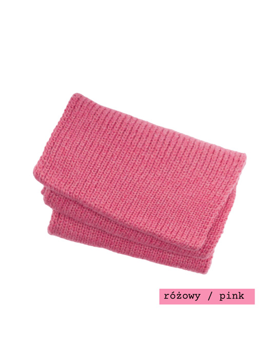 PUCHACZ - szalik wełna merino, bawełna czesana różowy