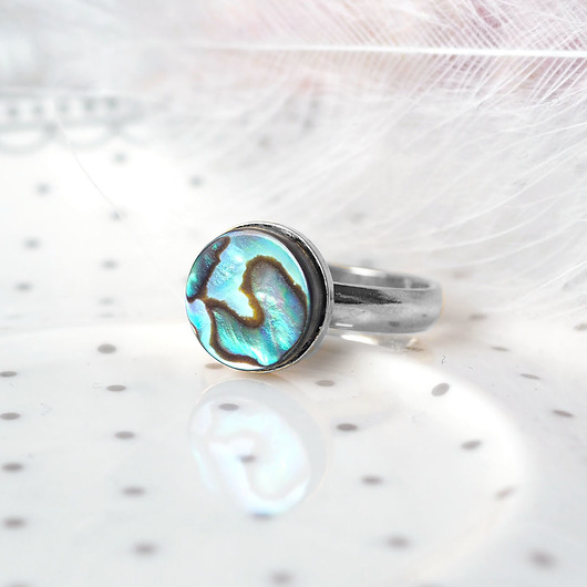 PAUA SILVER - PIERŚCIONEK SREBRO z egzotyczną muszlą naturalną