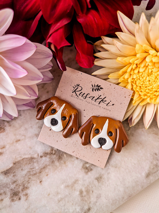 Kolczyki sztyfty pieski Beagle, prezent dla osoby kochającej zwierzęta