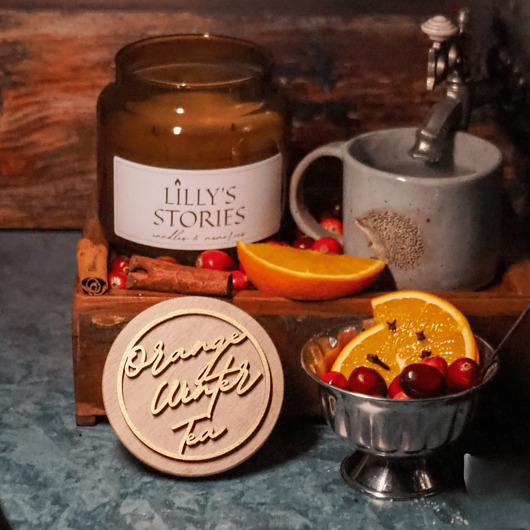 Duża świeca zapachowa Orange Winter Tea, zapach zimowej herbatki-350g