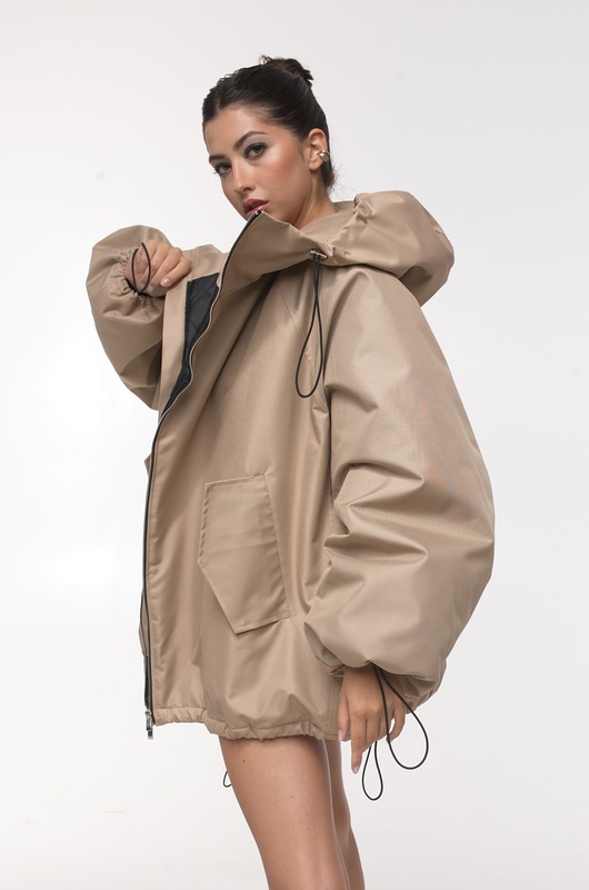 Kurtka bomber hoodie oversize mocca