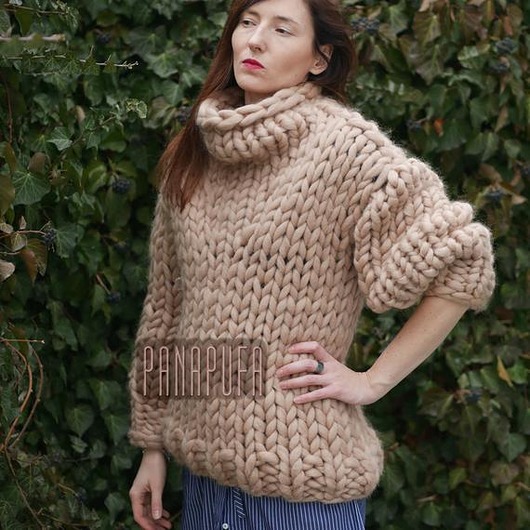 100% wełna Sweter na drutach oversize