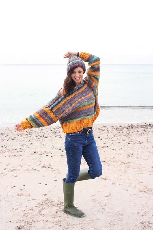 Sweter handmade z wełną moher