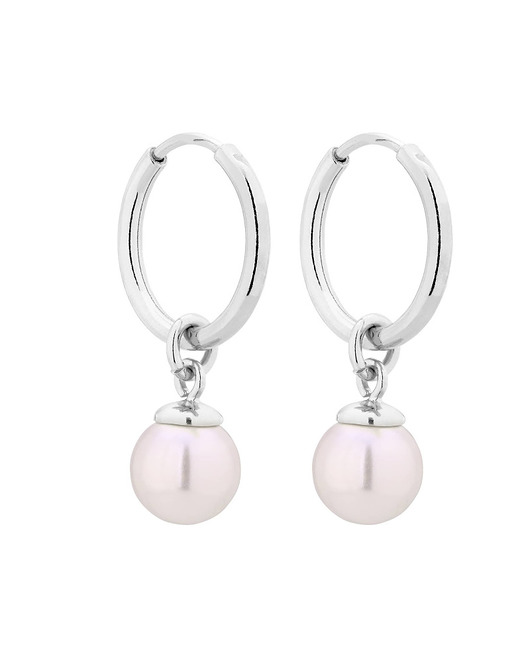 Srebrne kolczyki z białymi perłami SWAROVSKI CRYSTAL