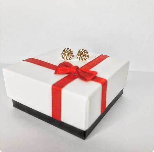 Kolczyki pozłacane listki monstera