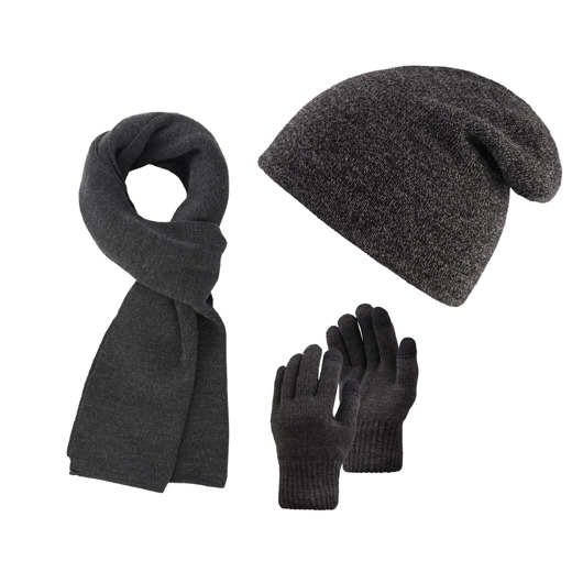 Zestaw zimowy męski szary zes-33-gr, czapka smerfetka br-04-gr, szalik br-07-
