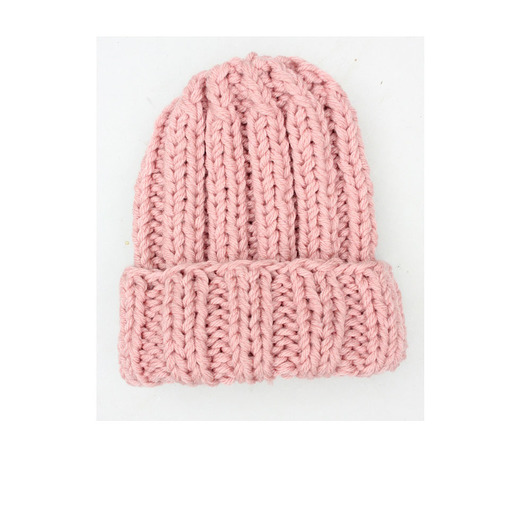 Czapka beanie z wełną pudrowy róż